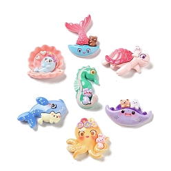 (52) Непрозрачная лаванда Кабошоны из непрозрачной смолы с океанской тематикой, морские животные, русалка, морской конек и черепаха, разнообразные, разноцветные, 20~32.5x18~34.5x7~9 мм