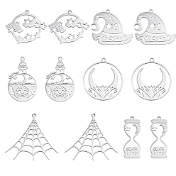 Нержавеющая Сталь Цвет 12 шт 6 стиль 201 подвески из нержавеющей стали, лазерная резка, ручная полировка, смешанный, цвет нержавеющей стали, 27~33.5x12~36x1 мм, отверстие : 1.5~2 мм, 2 шт / стиль