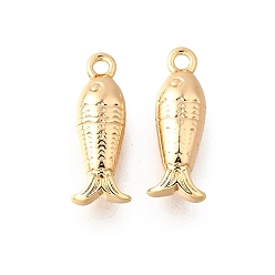 Fish Латунные подвески на тему океана, без кадмия, без никеля и без свинца, реальный 18 k позолоченный, рыба, 14.5x5.5x4 мм, отверстие : 1.2 мм