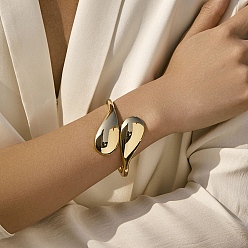 Золотой Шарнирные браслеты из сплава для женщин, слеза, золотые, внутренний диаметр: 2-1/8 дюйм (5.4 см) x 2-3/8 дюйм (5.9 см)
