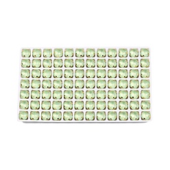 Перидот Aurora(jm) пришиваем горный хрусталь, граненый стеклянный горный хрусталь, многожильных ссылки, с латунной оправой золотистого цвета, закругленный квадрат, перидот, 8.8x8.8x5.5 мм, отверстие : 1 мм