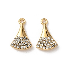 Настоящее золото 18K 304 подвески из нержавеющей стали, фанатские прелести, со стразами, ионное покрытие (ip), реальный 18 k позолоченный, 14.5x9.5x3.5 мм, отверстие : 1.4 мм