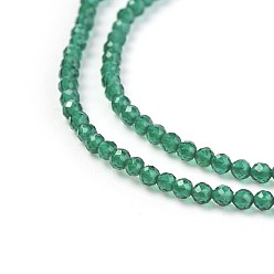 Green Transparent Glass Beads Strands, Faceted, Round, Green, 2mm, Hole: 0.5mm, about 164~182pcs/strand, 14.8~15.7 inch(37.5~40cm)