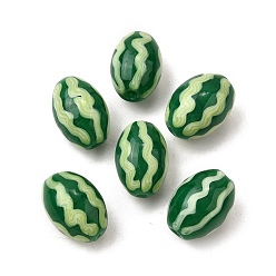Зеленый Бусины лэмпворк , арбуз, зелёные, 20~21x14~15 мм, отверстие : 2 мм