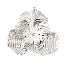 Платина Железа филигранные подвески, двухслойный цветочный кулон, платина, 50x50x5 мм, отверстие : 1.2 мм