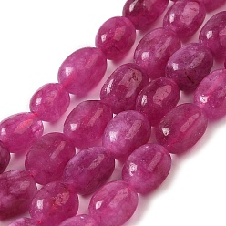 Medium Violet Red Natural Malaysia Jade Beads Strands, Faceted, Oval, Dyed and Heated, Medium Violet Red, 8.5~11.5x7~8x6.5~8mm, Hole: 1.5mm, about 37~38pcs/strand, 14.76''~15.55''(37.5~39.5cm)