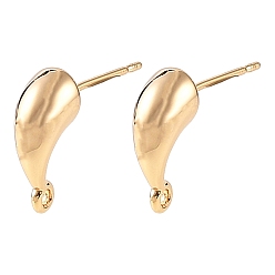 Echt 18 k vergoldet Shegrace Messing-Ohrstecker-Verschlüsse, Träne, mit Schleife, cadmiumfrei und bleifrei und nickelfrei, langlebig überzogen, echt 18 k vergoldet, 13x5 mm, Bohrung: 1.3 mm, Stift: 11x0.7 mm
