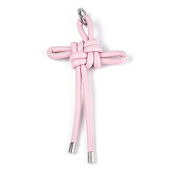 Pink Брелок из искусственной кожи, украшение подвески для сумки в машину, Китайский узел, розовые, 152~172x90~109x15~21 мм