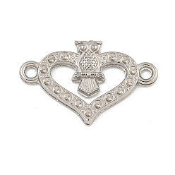 Нержавеющая Сталь Цвет Устойчив к потускнению 304 соединитель из нержавеющей стали со стразами, сердце с совой, цвет нержавеющей стали, пригодный для стразов 1.2 мм, 15x23.5x2 мм, отверстие : 1.5 мм