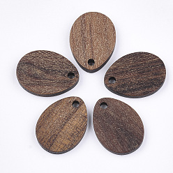 Saddle Brown Walnut Wood Pendants, Teardrop, Saddle Brown, 17.5~18x13x2.5~3mm, Hole: 1.8mm