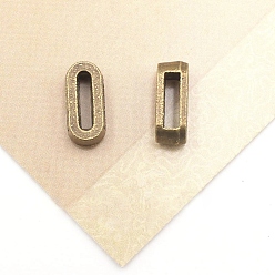 Letter O Тибетский стиль сплава Silde амулеты, Письмо ~ Z, античная бронза, Письмо O, 11x5x4 мм, отверстие : 7x2 мм