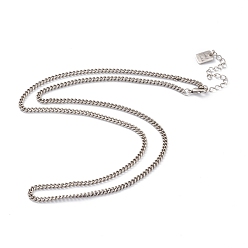 Antique Silver Brass Curb Chain Necklaces, with Lobster Claw Clasps, Long-Lasting Plated, Word Good Luck, Antique Silver, 20-3/8 inch(51.8cm)
