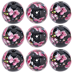 Бледно-Розовый 10 шт. бусин ручной работы с внутренними цветами в виде лампворка, круглые, розовый жемчуг, 19~20 мм, отверстие : 2.5 мм