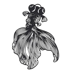 Черный 430 подвеска из нержавеющей стали, окрашенная распылением, гравированные металлические украшения, очарование золотой рыбки, чёрные, 48x30x0.3 мм, отверстие : 1.4x1.8 мм