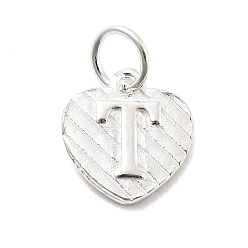 Letter T 925 серебряное сердце с подвесками в виде заглавных букв, с прыжковых колец, серебро , Письмо T, 11.5x10.5x1.5 мм, отверстие : 4 мм