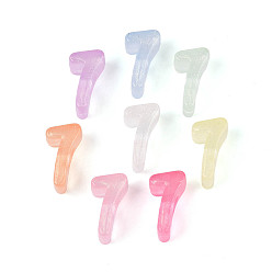 (52) Непрозрачная лаванда Светящиеся матовые прозрачные акриловые бусины, бусины с большим отверстием, число 7, с блеском порошок, светится в темноте, разноцветные, 13~13.5x22~22.5x11.8 мм, отверстие : 6.5 мм, Около 226 шт / 500 г