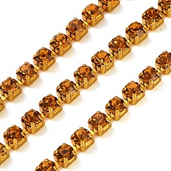 Топаз Железо горный хрусталь чашка цепи, с катушкой, золотые, топаз, 3x3x2.5 мм, Около 10 ярдов / рулон