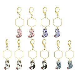 (52) Непрозрачная лаванда Серьги-подвески из сплава с подвеской в виде кошки на плече, длинные серьги из золотой латуни, разноцветные, 66x19.5 мм