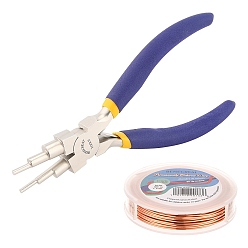 Другой Цвет Наборы для изготовления украшений в проволочной обертке своими руками, включая плоскогубцы из медной проволоки и углеродистой стали, другой цвет, 18 датчик, 1 мм, около 10 м / рулон, 1roll / комплект