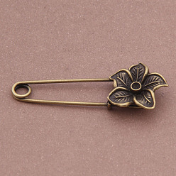 Bronze Antique Paramètres de strass Broche d'alliage, fleur, de style tibétain, bronze antique, 22x21mm