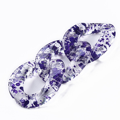 Indigo Transparent Acrylic Linking Rings, Quick Link Connectors, for Curb Chains Making, Twist Oval, Indigo, 39x29x7.5mm, Inner Diameter: 12x22mm