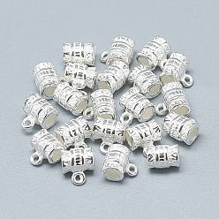 Silver 925 Sterling Silver Tube Bails, Loop Bails, Column, Silver, 7.5x6.5x5mm, Hole: 1mm, 2.5mm Inner Diameter