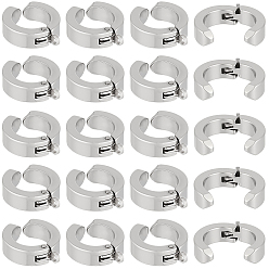Stainless Steel Color 20Pcs 304 Stainless Steel Hoop Earrings Findings, with Loop, Stainless Steel Color, 15.5x13x4mm, Hole: 1.4mm