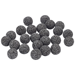 Шифер Серый 24 шт. Невощеные бусины из натурального вулканического камня., для парфюмерных шариков эфирного масла, ароматерапевтические бусы, окрашенные, круглые, нет отверстий / незавершенного, шифер серый, 15.5~16 мм