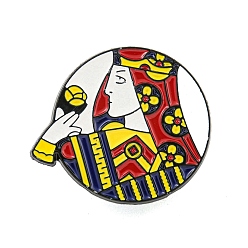 Разноцветный Броши из черного сплава покера, эмалированные булавки для рюкзака для одежды, игральная карта, красочный, 25x29x1.5 мм