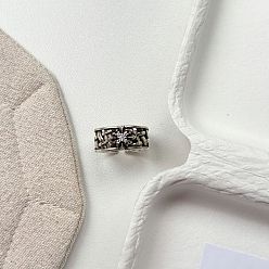 Античное Серебро Ретро-кольца-манжеты из латуни с кристаллами и стразами., крестик, античное серебро, внутренний диаметр: 15~20 мм