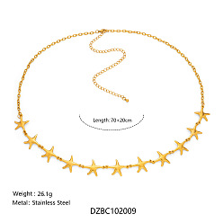 Морская звезда Летний пляж 304 цепочки из нержавеющей стали для талии и живота для сексуального бикини, золотые, морская звезда, 700 мм