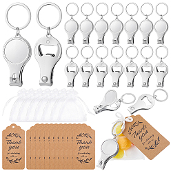 Нержавеющая Сталь Цвет 60 шт. брелоки-щипчики для ногтей из нержавеющей стали, плоско-круглые, с 60шт. подарочных бирок из ретро-крафт-бумаги и перламутровых марлевых мешочков, цвет нержавеющей стали, 91 мм
