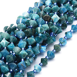 Apatite Perles naturelles apatite brins, facette, Toupie, 8x8mm, Trou: 1mm, Environ 40 pcs/chapelet, 15.24'' (38.7 cm)