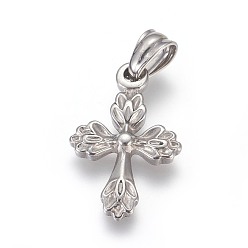 Stainless Steel Color 304 Stainless Steel Pendants, Cross, Stainless Steel Color, 25.5x16.5x3mm, Hole: 4x6mm