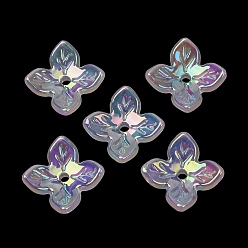Clear Plating Opaque Acrylic Beads, Iridescent, Flower, Clear, 10x10x4mm, Hole: 1.3mm