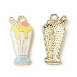 White Alloy Enamel Pendants, Ice Cream Charm, Golden, White, 23.5x11x2.5mm, Hole: 2mm