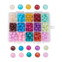 Mixed Color Baking Paint Imitation Jade Glass Bead, Round, Mixed Color, 8.5~9mm, Hole: 1.5mm