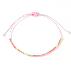 Лосось Браслеты из бисера и бусин из богемского стекла, плетеные браслеты из полиэфирного шнура для женщин, колонка, salmon, 11.02 дюйм (28 см)