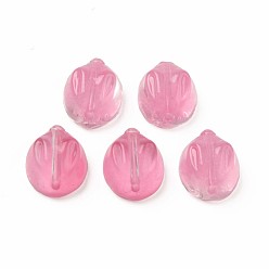 Pink Transparent Glass Beads, Rabbit, Pink, 14x12x8mm, Hole: 1.4mm