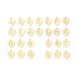 Золотой 304 комплект подвесок из нержавеющей стали с кубическим цирконием, сердце с подвесками в виде буквы az, золотые, 10.5x10x1.5 мм, отверстие : 1 мм, 26 шт / комплект