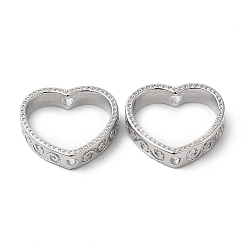 Платинированный Латунной шариковой кадров, без кадмия, без никеля и без свинца, сердце, Реальная платина, 11.5x12x2.5 мм, отверстие : 1.2 мм, внутренний диаметр: 10x10 мм