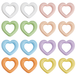 Сердце 32 шт. 8 цвета краска для выпечки сплав бусины рамка, разноцветные, сердце, 14.5x16x4.5 мм, отверстие : 2 мм, 4 шт / цвет