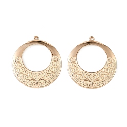 Light Gold Подвески из сплава , круглые подвески с рельефным узором в виде завитков, отрезать, золотой свет, 35x32x3 мм, отверстие : 1.6 мм