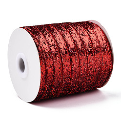 FireBrick Glitter Sparkle Ribbon, Polyester & Nylon Ribbon, FireBrick, 3/8 inch(9.5~10mm), about 50yards/roll(45.72m/roll)