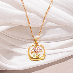 Белый Цепочка из латуни с эмалированным сплавом и подвеской из натурального жемчуга, золотые, белые, 16.54 дюйм (42 см), Кулон : 31x19 мм