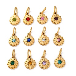 (52) Непрозрачная лаванда 304 из нержавеющей стали горный хрусталь подвески, ионное покрытие (ip), реальный 14 k позолоченный, с целью перехода в кольце, , разноцветные, 11x8.5x3 мм, отверстие : 5x3 мм