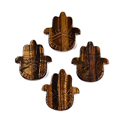 Тигровый глаз Натуральная хамса из тигрового глаза, рука с фигурками глаз, для украшения рабочего стола домашнего офиса, 56~57x50~51x6~9 мм