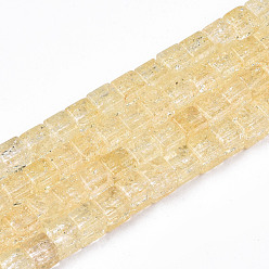 Золотистый Стеклянные бусины кракле , окрашенная и подогревом, квадратный, золотые, 6x6x6 мм, отверстие : 1.4 мм, около 60~61 шт / нитка, 14.96 дюйм (38 см)