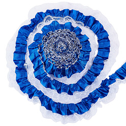 Blue 12.5 Yards Polyester Lace Ribbon, for Clothes Accessories, Blue, 1-3/4 inch(43mm)