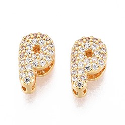 Letter P Латунные микропаве из прозрачного кубического циркония, буквы, без никеля , Письмо P, 10x6x5 мм, отверстие : 3.5 мм